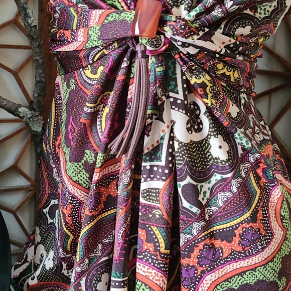 SALE BO HO PAISLEY MULTI S SLIP ON DRESS, TIE BACK - Picture 8 of 16